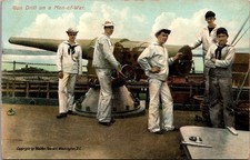 Gun Drill on a Man-of-War Sailors Naval Gun Vintage Postcard 4P23-27 picture