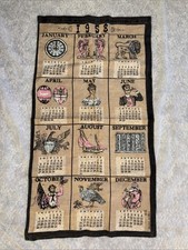 1958 Linen Cloth Calendar Designs By Leoda Miller picture