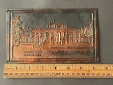 VINTAGE COPPER WARSZAWA WARSAW LAZIENKI PALACE EMBOSSED PLATE  picture