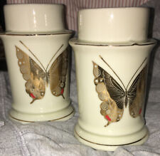 Pair Statement Candle Holders Gold Butterflies And Trim Made In Japan (set2) picture