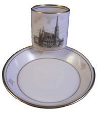 Vintage 20thC Augarten Vienna Small Scenic Porcelain Cup & Saucer Scene Wien #2 picture