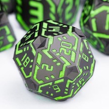 Metal DND Sci-fi Dice Set 7PCS Luminous Green Stripe Polyhedral Dice for Dung... picture