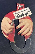 Vintage 1946 7UP Soda Bottle Topper ANYONE ELSE WANT A FRESH UP *As Is* picture