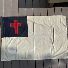 Vintage Christian Church Flag Banner Cotton 33”x48” Machine Appliqué 60s picture