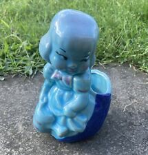 Vintage Sweet Girl Blue Dress Planter Ceramic picture