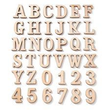 124 Pcs Unfinished Wood Alphabet Letters Numbers, 1-5/8 Inch Wooden Letters for picture