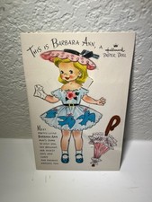 Vtg Hallmark This Is Barbara Ann Paper Doll Card, 1950s, Uncut, Museum Quality picture
