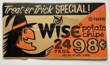 1960’s Wise Potato Chips Box Panel Halloween Witch Advertising Trick Or Treat picture