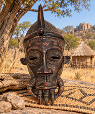 African Lulua Carved Wood Mask Congo 16