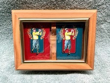Vintage Double Deck Of Golf-Themed Sealed Playing Cards in Wooden Box picture