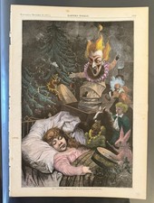 1871 JULES TAVERNIER THE CHRISTMAS DREAM  HARPER’S WEEKLY HAND COLORED picture