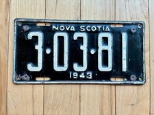 1943 Nova Scotia License Plate picture