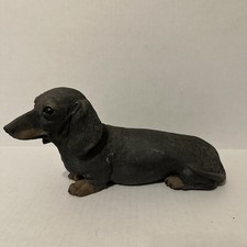 Vintage Sandicast 1983 Sandra Brue - Dachshund, Black - Realistic Dog Figurine picture