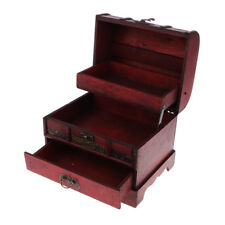 Retro Wooden Jewelry Storage Box Treasure Chest Organizer Home Decor 22x16cm picture
