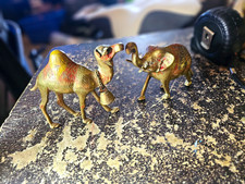 Metal Camel Figurine Pair with Engraved Red/Yellow Painted Details picture