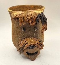 Vintage Studio Pottery Dog Face Mug Shaggy Terrier Schnauzer Mug  picture