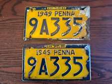 1949 Pennsylvania License Plate Set 9A335 Penna PA Rust Authentic Metal picture