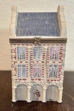 Limoges France Peint Main Porcelain House Match Holder Safe Striker Hinged 6” picture