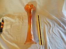 Vintage marigold carnival glass vase Diamond and rib Nice color irid. picture