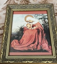 Madonna And child. Gorgeous Framed Print. 10x12, Deep Peach Colors. Serene picture