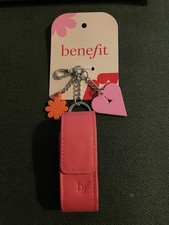 NWT Benefit Cosmetics Chapstick Lipgloss Holder, Pink, Keychain, Phone Charm picture