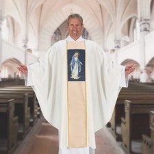 White Chasuble Vestment, Loreto Chasuble and Stole - Our Lady of Grace picture
