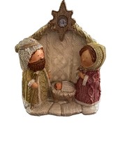 Ganz Faux Knit/ Yarn Holy Family Nativity Scene 5x5  picture