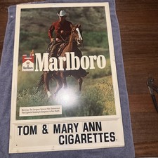 Marlboro Man 1980’s Large Metal Sign [34''x 23''] Vintage Tobacco Cigarettes  picture
