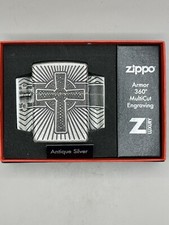 Celtic Cross MultiCut Engraved Antique Silver Armor Zippo Lighter NEW 29667 picture
