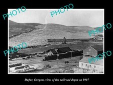 OLD LARGE HISTORIC PHOTO OF DUFUR OREGON VIEW OF THE RAILROAD STATION CA 1907 picture
