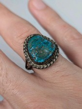 Vtg Ray Tafoya Navajo Sterling Silver Turquoise Split Shank Ring Sz 9 Native picture