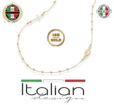 Italian Collana 18k GP Rosario Lateralmente Croce Rosary Beaded Necklace 18in picture