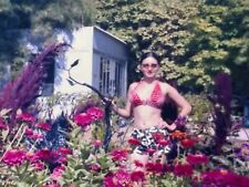 2000s Slim Pretty Young Woman Female Bikini Beautiful Lady Garden Vintage Photo picture