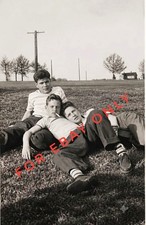 AFFECTIONATE BOYS Vintage Old Photo Boy Teenagers Lying Smoking DIGITAL FILE picture