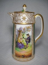 Richard Klemm Dresden Watteau Courting Couples Chocolate Pot Stunning  Excellent picture