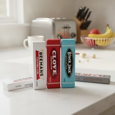 Set of 4 Vintage Chewing Gum Packs - Perfect for Gifting & Nostalgic Displays picture