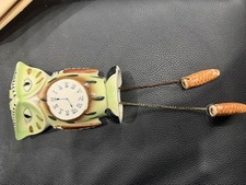 Vintage Anthropomorphic Owl Wall Pocket Mid Century Clock Face Japan Scarce Rare picture