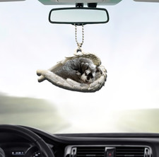 Schnauzer Dog Sleeping Angel Car Ornament, Schnauzer Dog Angel Wings Ornament picture