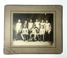 Vintage Late 19th-Early 20th Century Hockey Team w/Dog Photo Photograph 12x14 picture