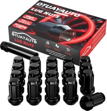 M12x1.5 Black Spline Lug Nuts 20PCS with Key for Honda Chevy Acura Wheels picture