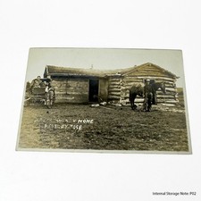 Vintage RPPC My Shanty Home Log Cabin Horse Buggy Family KRUXO Postcard c1910s picture