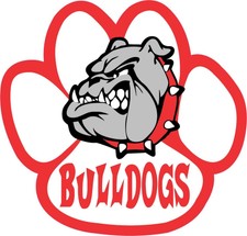 5in x 4.75in Red Bulldog Paw Vinyl Sticker Car Truck Vehicle Bumper Decal picture