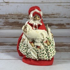 Vintage OOAK Handsewn Christmas Mama Teddy Bear & Babies Ceramic Faces READ picture