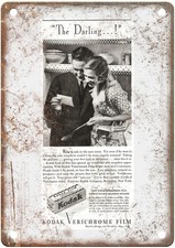 1933 Kodak verichrome Vintage Film Camera Ad Retro Look Metal Sign C1224 picture