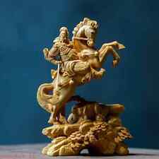 14CM Boxwood  Feng Shui The Three Kingdoms Figure Wood Statue Home Decor picture