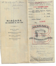 • Antique 1920s Insurance Document Niagara Fire Co New York Queens History Paper picture