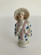 Vintage 1920’s-30’s Art Deco Porcelain Flapper Lady Half Doll Pincushion 2 1/4” picture