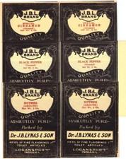 3 Different J.B.L. Brand Unused Vintage Spice Labels Dr. J.B.Lynas Logansport,In picture