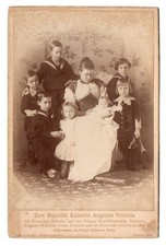 1893 Cabinet Card Photo Kaiser Wilhelm II Wife Augusta Victoria & Children Royal picture