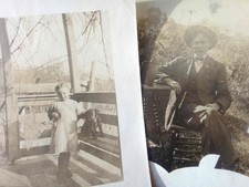 LOT antique 2 CABINET PHOTOGRAPHS~HARRY and STELLA SCHMECK w/DOG berks? co pa picture